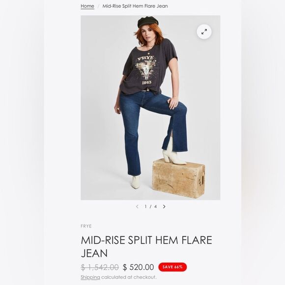 FRYE Mid-Rise Split Hem Flare Dark Wash Jeans in Thundercloud Wash NWT Size 12 - Picture 7 of 9